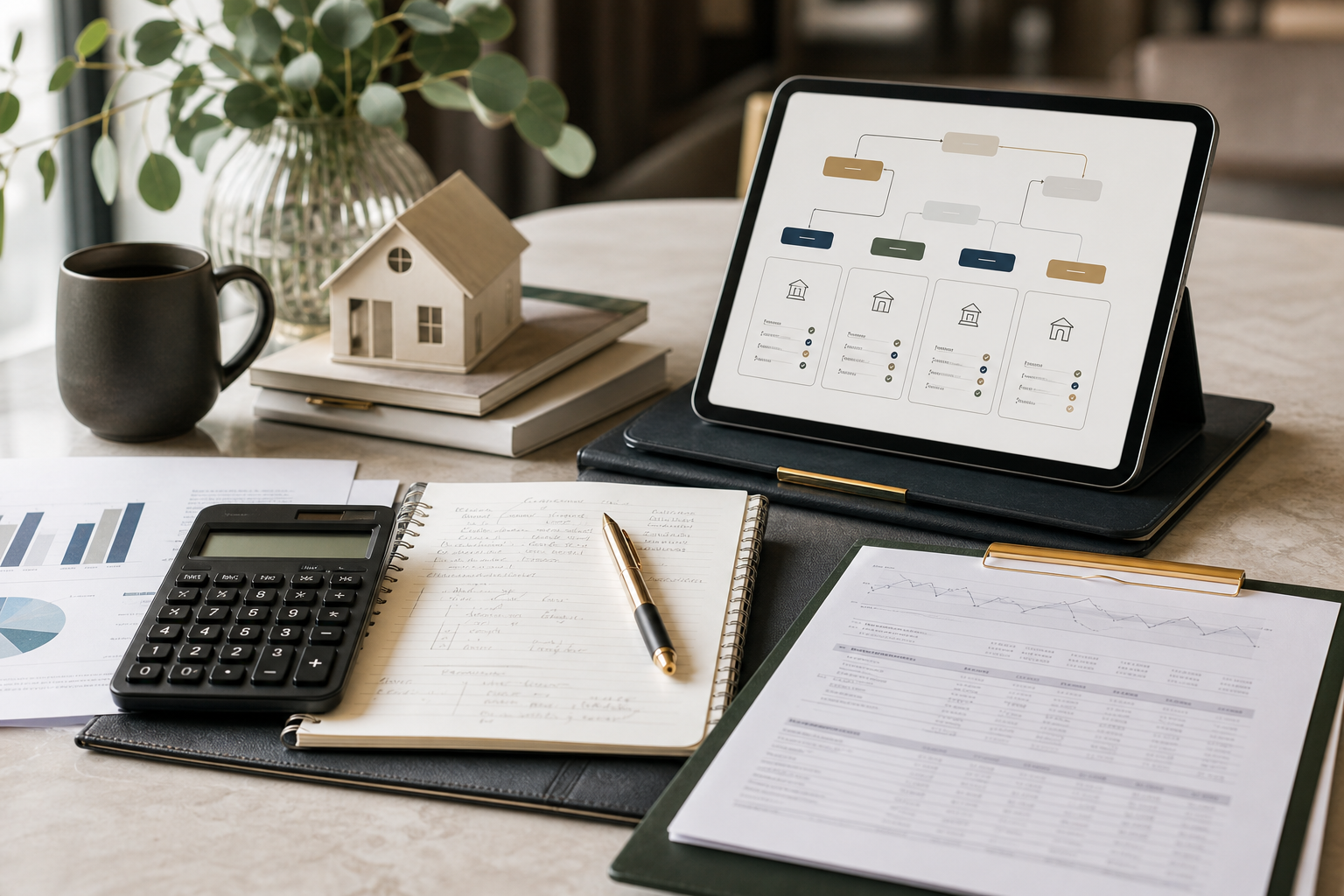 Credit structure workspace with calculator, finance documents and lender comparison analysis